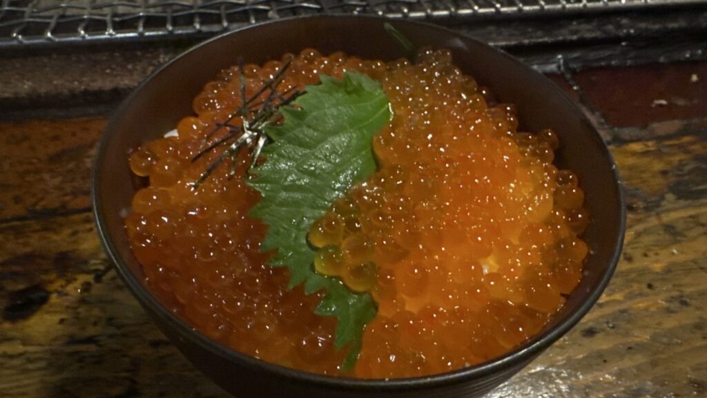 炉ばた煉瓦のイクラ二色ミニ丼