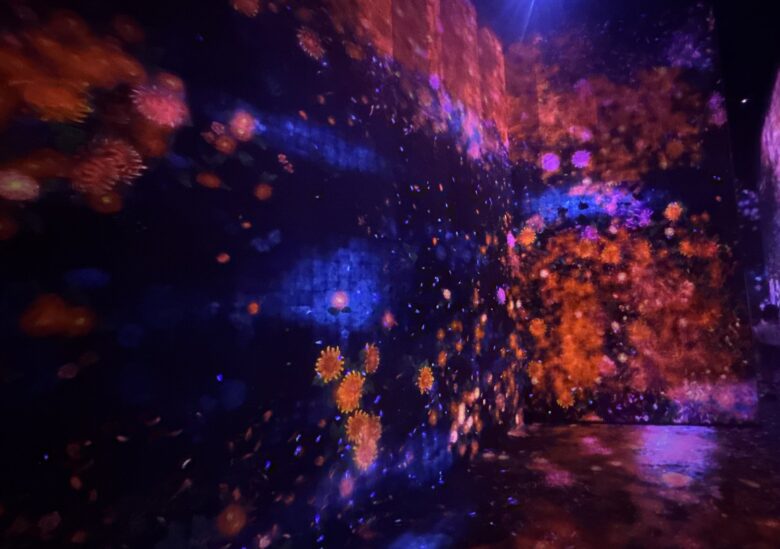 チームラボボーダレスの壁を移動する花の映像