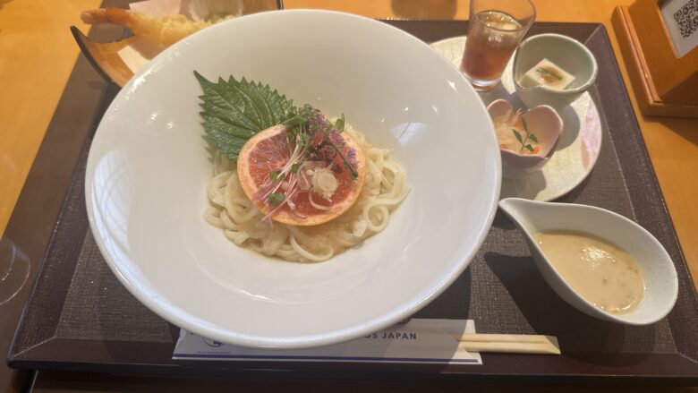 SAIDOで食べた柑橘おろしと白みその冷やしうどん御膳