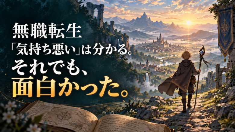 無職転生。「気持ち悪い」は分かる。それでも、面白かった。魔法使いの旅と開いた本のイメージイラスト